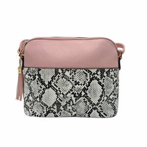 Crossbody Shoulder Pink/Snake Skin Tassel Bag